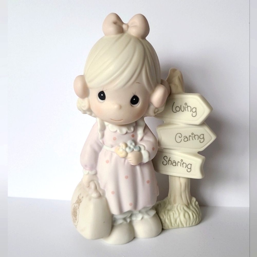 Vintage 90s Precious Moments Girl Love Caring Collectible Porcelain Figurine